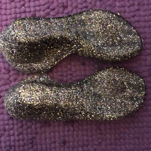 ✨🌈Colourful Glitter on Transparent Black Jelly Wedge (37) - Picture 7 of 9